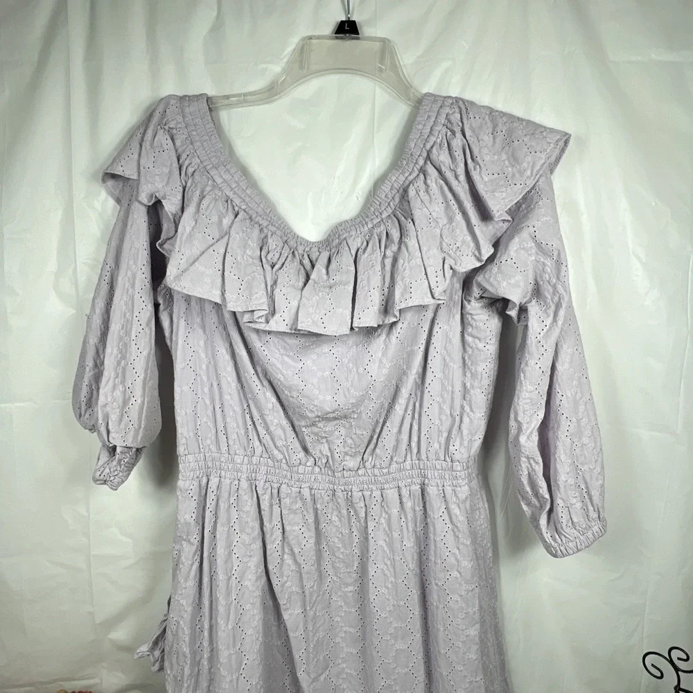 MICHAEL Michael Kors‎ Womens Lavender Off The Shoulder Eyelet Dress Size Medium